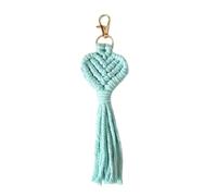 Crocheted Keychain Handwoven Heart Tassels Holder with Metal Lobster Claws Clip for Backpacks Wallets Purses Charm Cotton Keyring