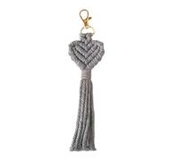 Crocheted Keychain Handwoven Heart Tassels Holder with Metal Lobster Claws Clip for Backpacks Wallets Purses Charm Woven Keychain