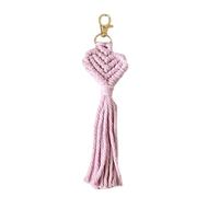 Crocheted Keychain Handwoven Heart Tassels Holder with Metal Lobster Claws Clip for Backpacks Wallets Purses Charm Woven Keychain