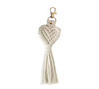 Crocheted Keychain Handwoven Heart Tassels Holder with Metal Lobster Claws Clip for Backpacks Wallets Purses Charm Woven Keychain