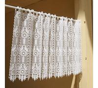 Crocheted Lace Valance Tier Curtains, Short Semi-Shading Bistro Curtain for Living Room or Balcony, Elegant Kitchen Décor, 9 Pack