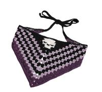 Crocheted Triangle Hair Scarf with Adjustable Tie Ends, B | Textile Head Covering Accessory for Daily Wear and Halloween Costume Looks