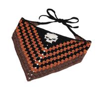Crocheted Triangle Hair Scarf with Adjustable Tie Ends, F | Textile Head Covering Accessory for Daily Wear and Halloween Costume Looks