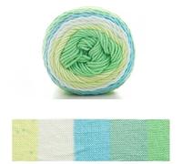 Crocheted Yarn Cake Yarn Rainbow Cotton Segment Dyeing 5 Strands of Milk DIY Hand Knitted(Color12)
