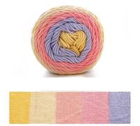 Crocheted Yarn Cake Yarn Rainbow Cotton Segment Dyeing 5 Strands of Milk DIY Hand Knitted(Color14)