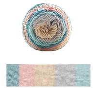 Crocheted Yarn Cake Yarn Rainbow Cotton Segment Dyeing 5 Strands of Milk DIY Hand Knitted(Color9)
