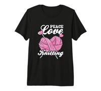 Crocheter Crochet Knitting - Peace Love Knitting Premium T-Shirt