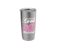 Crocheter Crochet Knitting - Peace Love Knitting Stainless Steel Insulated Tumbler