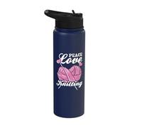 Crocheter Crochet Knitting - Peace Love Knitting Stainless Steel Insulated Water Bottle