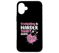 Crocheting is harder than it seams - Crocheter Crochet Case for iPhone 16 Plus