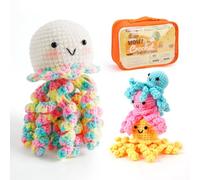 Crochetobe Crochet Kit for Beginners, Crochet Start Kit Includes Easy to Follow Instructions and Video Tutorials, Complete Crochet Animal Kit for Adults Kids, 4 PCS Cute Crochet Jellyfish