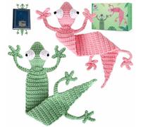 Crochetta crochet kit for beginners, Amigurumi crochet animal kit with step-by-step video tutorials, knitting starter kit for adults and children, 2 books lizard familly (40% + yarn content)