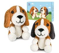 Crochetta Crochet Kit for Beginners, Beginner Crochet Kit for Adults with Step-by-Step Video Tutorials, DIY Crochet Animal Kits Kids Knitting Supplies, 2 Pack Beagle Family (40%+ Yarn)