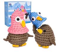 Crochetta Crochet Kit for Beginners, Crochet Kit w Step-by-Step Video Tutorials, Crochet Starter Kit Learn to Crochet Kits for Adults Kids Beginners, Jumbo 2 Penguins Familly (40%+ Yarn Content)