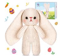 Crochetta Crochet Kit for Beginners, Crochet Starter Kit w Step-by-Step Video Tutorials, Beginner Crochet Kit Knitting Supplies for Adults Kids, Crochet Rabbit(40%+ Yarn)