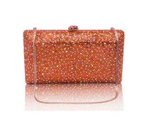 Croci AB Crystal Evening Clutch Bag for Wedding Orange Rhinestone Handbag for Women Formal Dressy AB Stone Box Clutch Purse