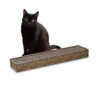 Croci Cardboard Cat Scratching Post 2 Layers Reversible Scratching Post with Non-Slip Feet Including Catnip Bag, Leopard Style, 48 x 12.5 x 5 cm
