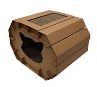 Croci - Cardboard scratching post for cats, closed box with reversible 2-layer scratching post, two-level scratching post for adult cats, 50x38x35 cm