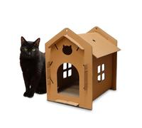 Croci - Cardboard scratching post for cats, closed box with reversible 2-layer scratching post, scratching post for adult cats, house style, 42x35x50 cm