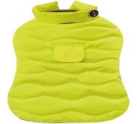 Croci Eco Leaves Yellow Dog Jacket, Back Size 30 Cm, Ecological Made With Recycled Materials, Padded And Adjustable, With Elastic And Hole For Leash And Harness, Yellow Color