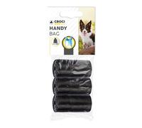 Croci - Hygiene bags for dog waste, 3 rolls total 60 bags, with handles, Black