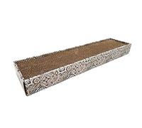Croci Maiolica - Cardboard scratching post for cats, rectangle with 2 reversible layers, non-slip feet, catnip bag included, 48x12,5x5 cm
