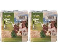 Croci Wood Litter - Vegetable litter for rodents based on fir shavings, 15 lt - 1Kg format, natural and compostable without chemical products, super absorbent, anti-odour (Pack of 2)