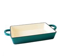 Crock Pot Artisan 13 Inch Enameled Cast Iron Lasagna Pan, Teal Ombre
