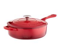 Crock Pot Artisan 3.5 Quart Enameled Cast Iron Deep Sauté Pan, Scarlet Red