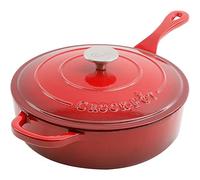 Crock Pot Artisan 3.5 Quart Enameled Cast Iron Deep Sauté Pan, Scarlet Red