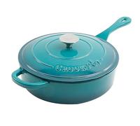 Crock-Pot Artisan 3.5 Quart Enameled Cast Iron Deep Sauté Pan, Teal Ombre