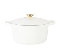 Crock Pot Artisan 6-Quart Round Dutch Oven - Matte Linen White w/Gold Knob