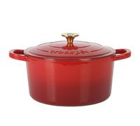 Crock Pot Artisan 6-Quart Round European Enameled Cast Iron Dutch Oven Pot With Lid -Gradient Red