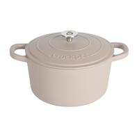 Crock Pot Artisan 7-Quart European Enameled Round Cast Iron Dutch Oven Pot With Lid - Matte Dusty Pink