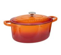 Crock Pot Artisan Oval Enameled Cast Iron Dutch Oven 7-Quart Sunset Orange