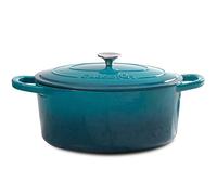 Crock-Pot Artisan Oval Enameled Cast Iron Dutch Oven, 7-Quart, Teal Ombre