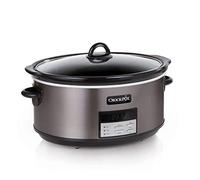 Crockpot Stainless Steel Slow Cooker Pot with Automatic Heat Setting and Cookbook, Black