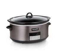 Crockpot Stainless Steel Slow Cooker Pot with Automatic Heat Setting and Cookbook, Black