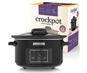 Crock-Pot Lift and Serve Digital Slow Cooker with Hinged Lid and Programmable Countdown Timer | 4.7 L (up to 5 People) | Energy Efficient | Black [CSC052]