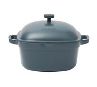 Crock-Pot Northvale Cast Aluminum Lightweight Durable 5.2 Quart Heavy Duty Dutch Oven Pot With Lid Oven Safe Dual Handles - Matte Blue