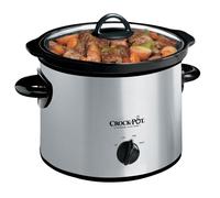 Crock-Pot Small 3 Quart Round Manual Slow Cooker, Stainless Steel and Black (SCR300-SS)