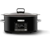 Crock-Pot TimeSelect Slow Cooker | Programmable Digital Display | 5.6 L (7+ People) | Removable Hob-Safe Bowl Sears Meat & Vegetables | Black [CSC093]