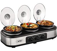 Crock Pot Triple Slow Cooker Buffet Server, 3-Pot Food Warmer, 1.5-Quart Oval Slow Cooker