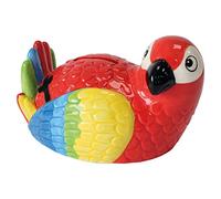 Crockery Critters Money Box - Parrot from Deluxebase. Hand-Painted Ceramic Animal Piggy Bank, Novelty Bird Money Bank with Easy-Access Removable Rubber Stopper