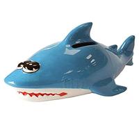 Crockery Critters Money Box - Shark from Deluxebase. Hand-Painted Ceramic Animal Piggy Bank, Novelty Shark Money Bank with Easy-Access Removable Rubber Stopper