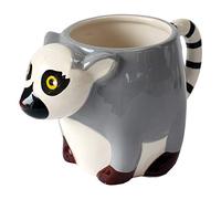 Crockery Critters Ring-Tailed Lemur Mug from Deluxebase - Hand-Painted Animal Shaped Cup for Tea or Coffee. Fun Novelty Gift for Adults or Kids, Ceramic Homeware & Cute Kitchen Accessories.