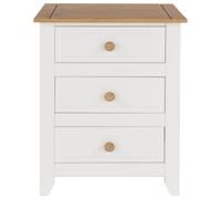 Crockett White 3 Drawer Bedside Cabinet