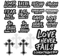 Crocode tears Christian Iron On Patches for Backpacks- Bible Verse Patches 12pcs Jesus Religious Saying Patch Sew On Embroidered Appliques for Clothes Jackets Trucker Hat