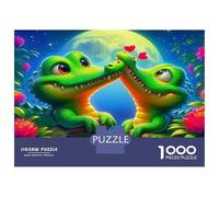 Crocodile 100% Recycled Cardboard Two Green Dragons Kissing 1000Pc Puzzle Adults Unique Classic Educational Games Brainteasing 52x38cm/1000pcs