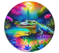Crocodile 1000 Piece Crocodile Round Jigsaw Puzzles What Happens Next Beautiful Decoration for Adults And Kids 1000pcs (67.5x67.5cm)